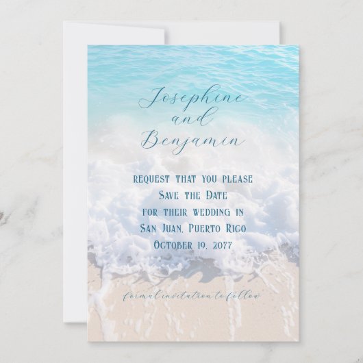 Save The Date Mariage Arrière - plan mer et sable (Devant)