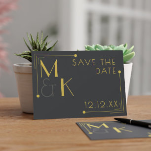 Save The Date Mariage Art Déco 1920 Élégant Noir Enregistrez La