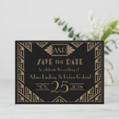 Save The Date Mariage Art Déco Élégant Enregistrer La Date (Debout devant)