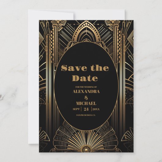 Save The Date Mariage Art déco géométrique (Devant)