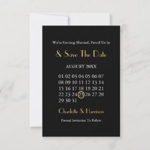 Save The Date Mariage Art Déco Noir et Or Élégant