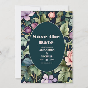 Save The Date Mariage Art nouveau à l'aquarelle rose peony