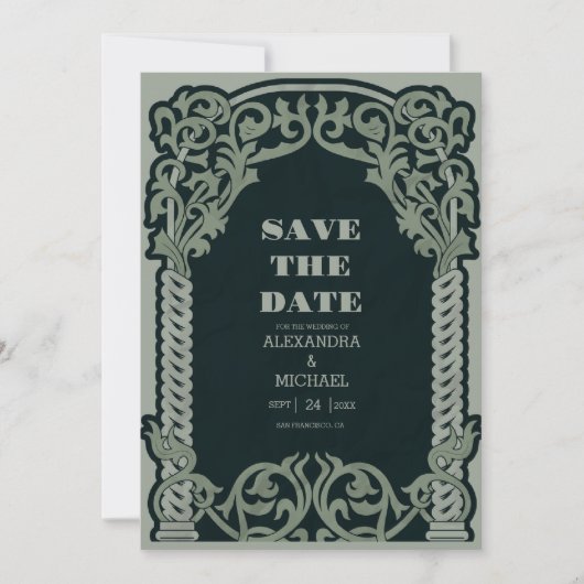 Save The Date Mariage Art nouveau antique (Devant)