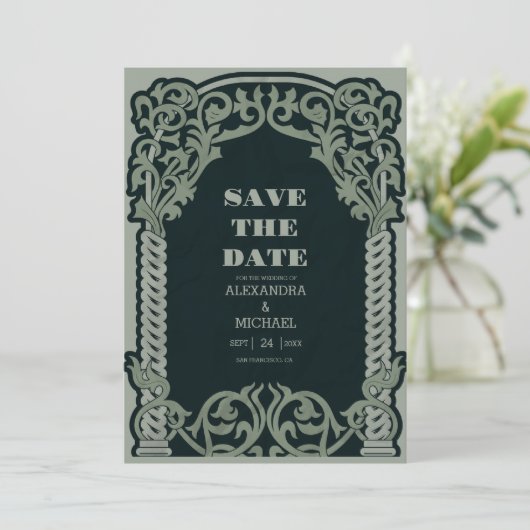 Save The Date Mariage Art nouveau antique (Debout devant)