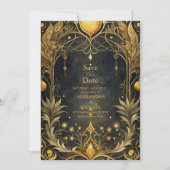 Save The Date Mariage Art nouveau Black Gold (Devant)