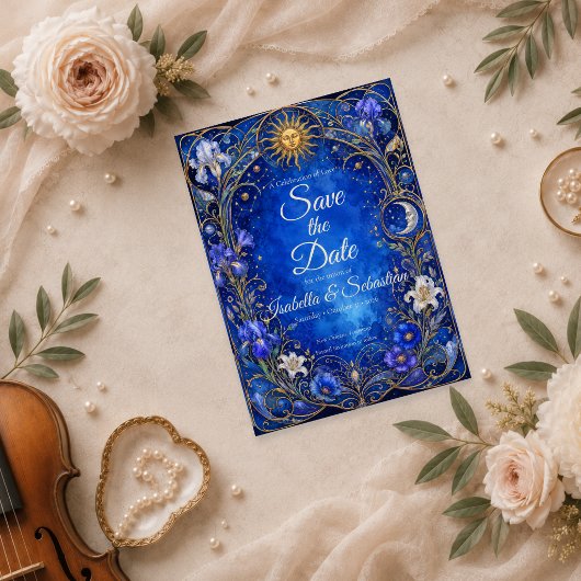 Save The Date Mariage Art Nouveau Céleste