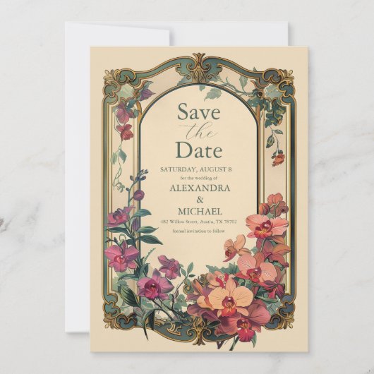 Save The Date Mariage Art Nouveau classique (Devant)