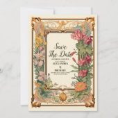 Save The Date Mariage Art Nouveau Floral décoratif (Devant)