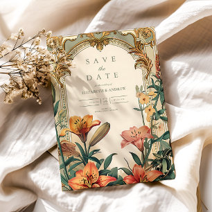 Save The Date Mariage Art Nouveau Lily – Conception de cadre flo