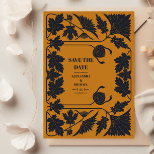 Save The Date Mariage Art Nouveau Or Bleu