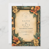 Save The Date Mariage Art Nouveau Orange Brûlé (Devant)