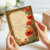 Save The Date Mariage Art Nouveau Poppy