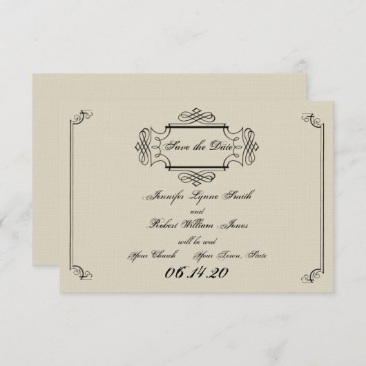 Save The Date Mariage Art Nouveau Posh Enregistrer la date (Devant / Derrière)