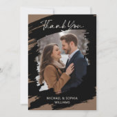 Save The Date Mariage artistique moderne Merci noir Brown (Devant)