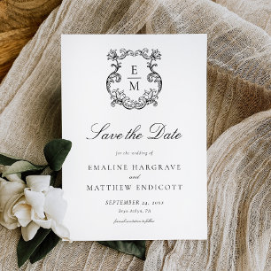 Save The Date Mariage au Blason Monogramme Baroque Vintage