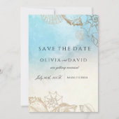 Save The Date Mariage au bord de la mer Eté Océan Bleu Mariage (Devant)