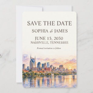 Save The Date Mariage au bord de la rivière avec vue sur Nashvil