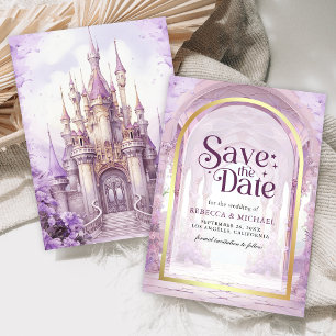 Save The Date Mariage au Château de Contes de Fées Floral Violet