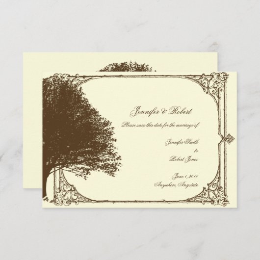 Save The Date Mariage au chocolat et aux crus en filigrane Enreg (Devant / Derrière)