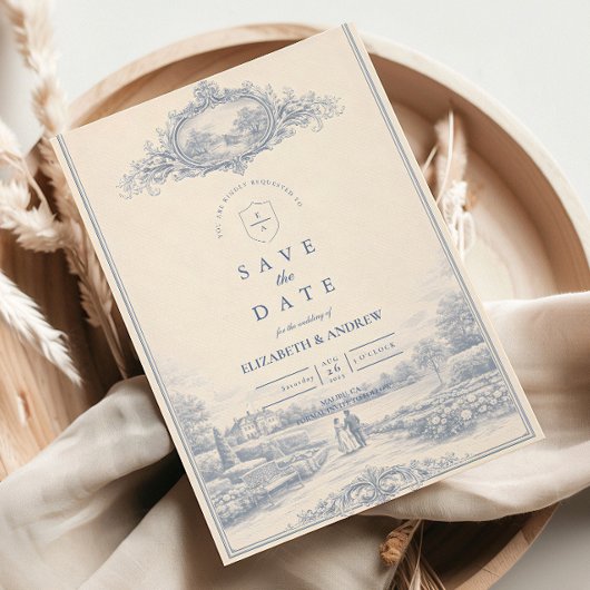 Save The Date Mariage au Domaine du Jardin Toile Bleue
