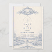 Save The Date Mariage au Domaine du Jardin Toile Bleue (Devant)