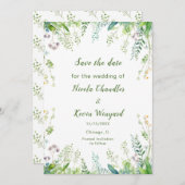 Save The Date Mariage au feuillage de feuilles d'eucalyptus  (Devant / Derrière)