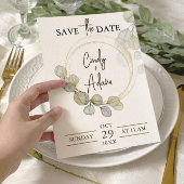 Save The Date Mariage au feuillage d'eucalyptus élégant