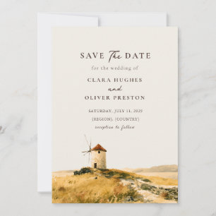 Save The Date Mariage au Moulin à Vent de l'Île Grecque sur la C