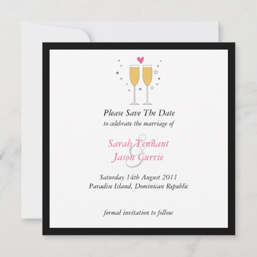 Save The Date Mariage au toast de champagne Sauvez la date (Dos)