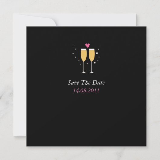 Save The Date Mariage au toast de champagne Sauvez la date -noir (Devant)