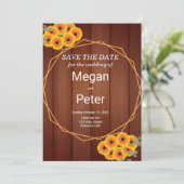 Save The Date Mariage au tournesol rustique (Debout devant)