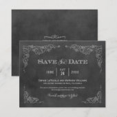 Save The Date Mariage au vignoble Charcoal Grapevine (Devant / Derrière)