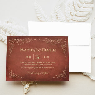 Save The Date Mariage au Vignoble de Vigne Rouge Or Rouille