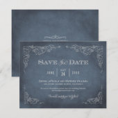 Save The Date Mariage au vignoble Slate Blue Grapevine (Devant / Derrière)