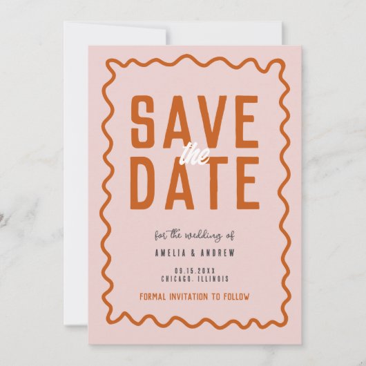 Save The Date Mariage audacieux et moderne (Devant)