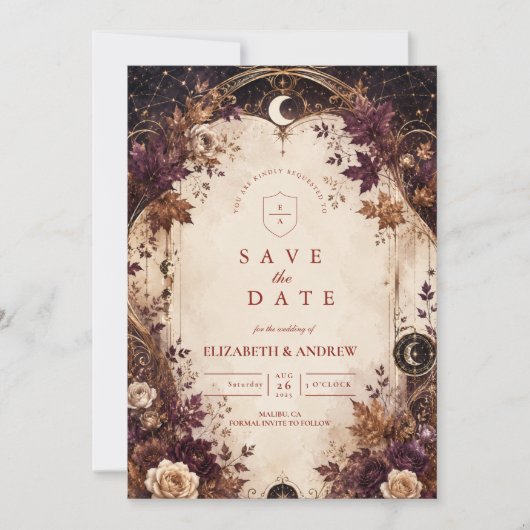 Save The Date Mariage Automnal Enchanté sous les Étoiles (Devant)