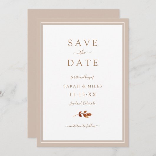 Save The Date Mariage automne (Devant / Derrière)