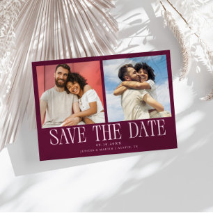 Save The Date Mariage aux Canneberges Moderne à 2 Photos