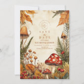 Save The Date Mariage aux Champignons Forestiers Rétro (Devant)