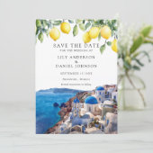 Save The Date Mariage aux citrons Santorin Grèce (Debout devant)