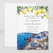 Save The Date Mariage aux citrons Santorin Grèce (Devant / Derrière)
