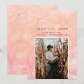 Save The Date Mariage aux coups de pinceau rose moderne (Devant / Derrière)