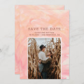 Save The Date Mariage aux coups de pinceau rose moderne peints (Devant / Derrière)