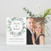 Save The Date Mariage aux feuillages de lavande d'eucalyptus (Debout devant)