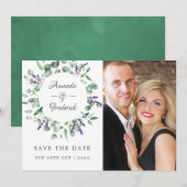Save The Date Mariage aux feuillages de lavande d'eucalyptus (Devant / Derrière)