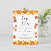Save The Date Mariage aux feuilles d'automne rustiques (Debout devant)