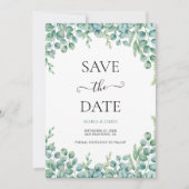 Save The Date Mariage aux feuilles d'eucalyptus (Devant)