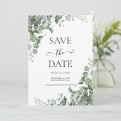 Save The Date Mariage aux feuilles d'eucalyptus (Debout devant)