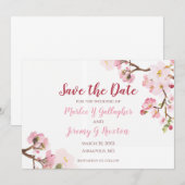 Save The Date Mariage aux fleurs de cerisier (Devant / Derrière)