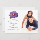 Save The Date Mariage aux fleurs d'Hibiscus ultra violet Enregis (Devant)